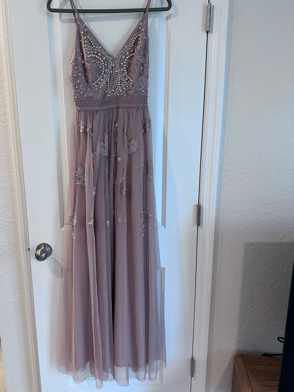 ASOS DESIGN Bridesmaid pearl embellished cami maxi dress with floral embroidery